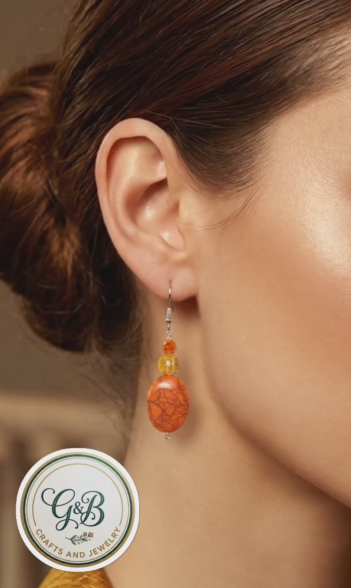 Orange Dangling Earrings