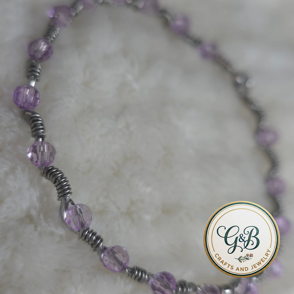 Lavender Crystal Wire-Wrapped Bangle