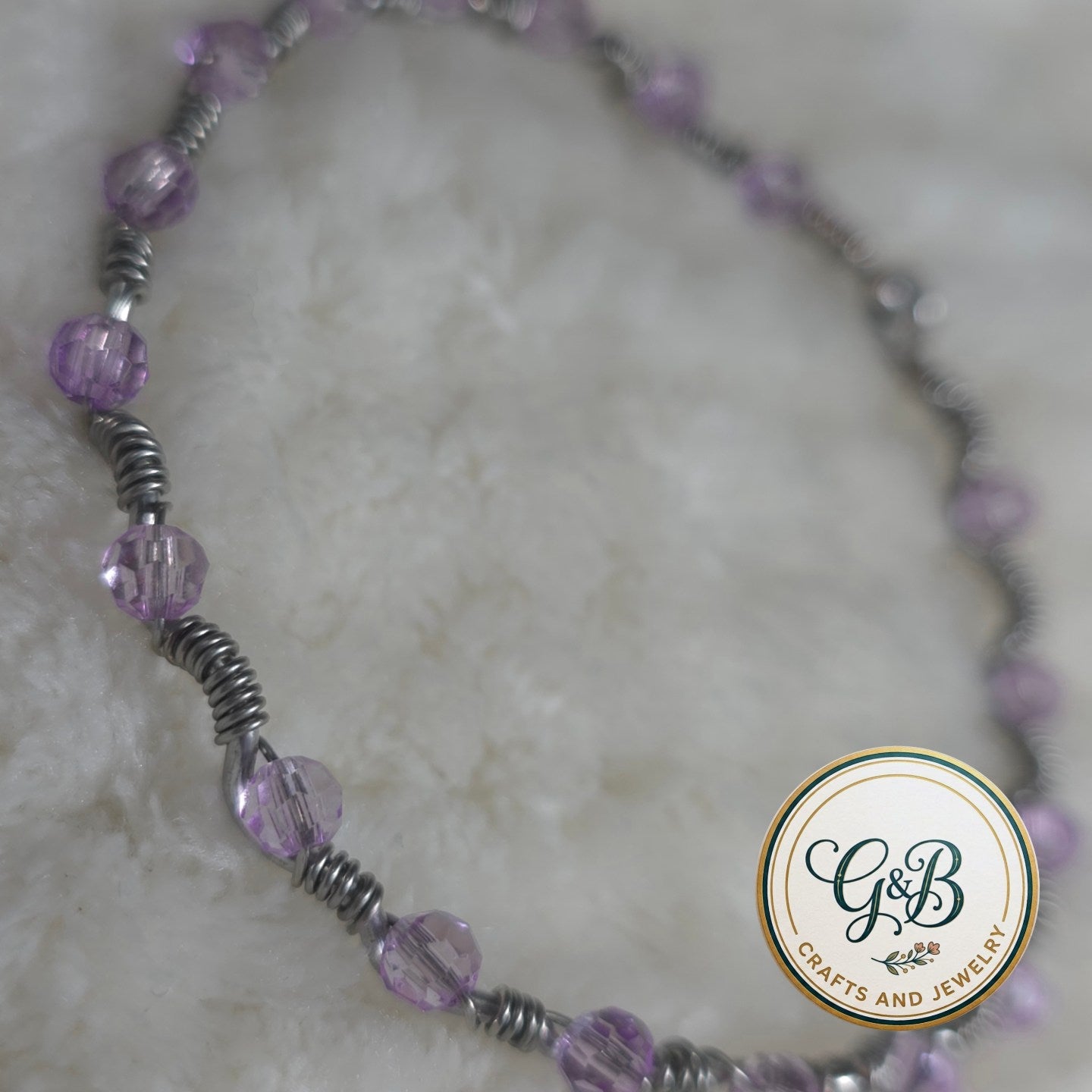 Lavender Crystal Wire-Wrapped Bangle