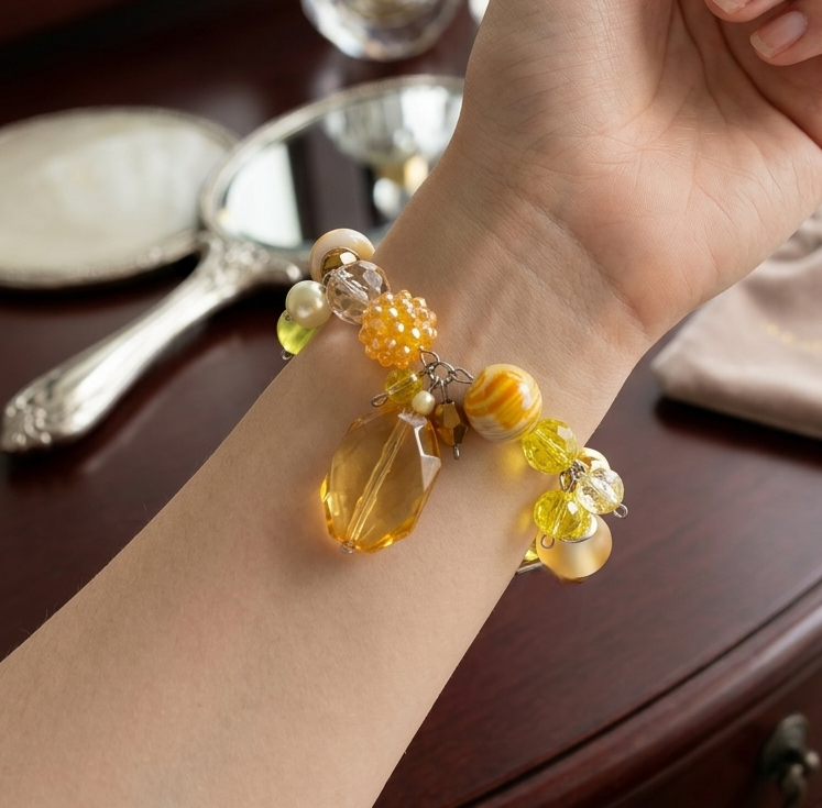 Chunky Yellow Clustered Bracelet