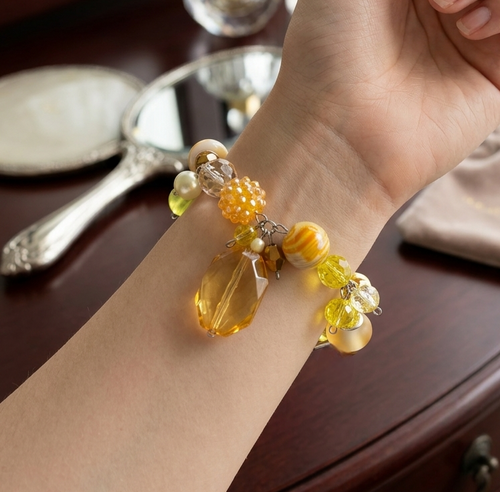Chunky Yellow Clustered Bracelet