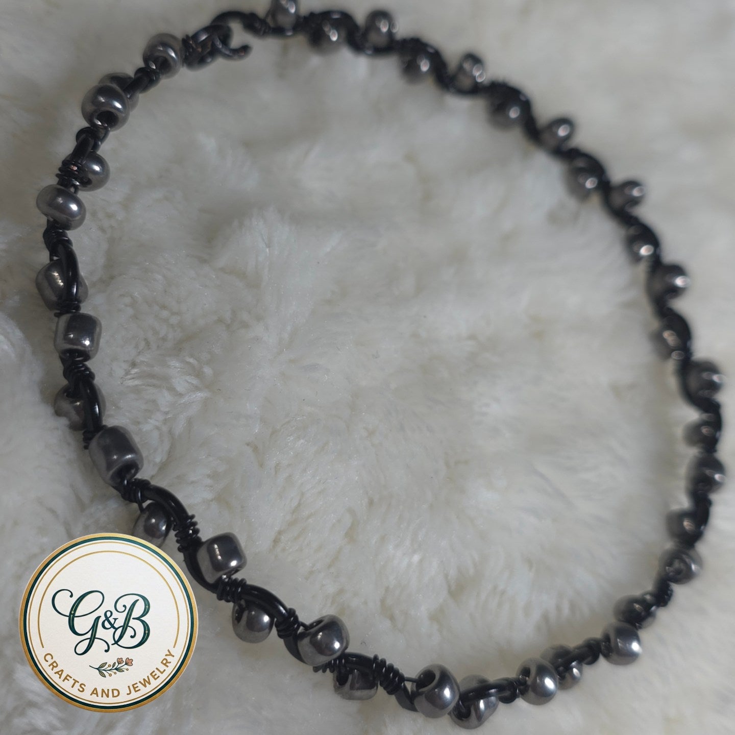 Midnight Wave & Gunmetal Wire Bangle