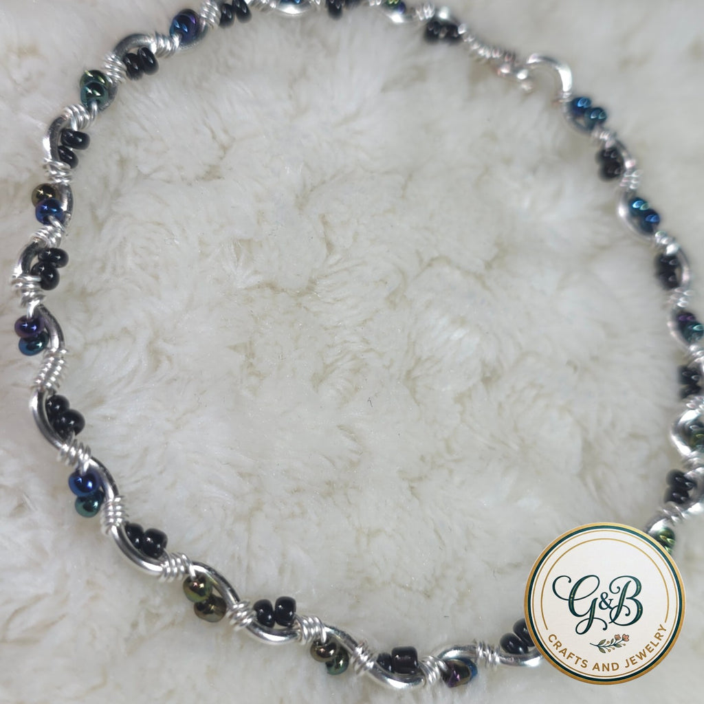 Iridescent Midnight Wire-Wrapped Bangle