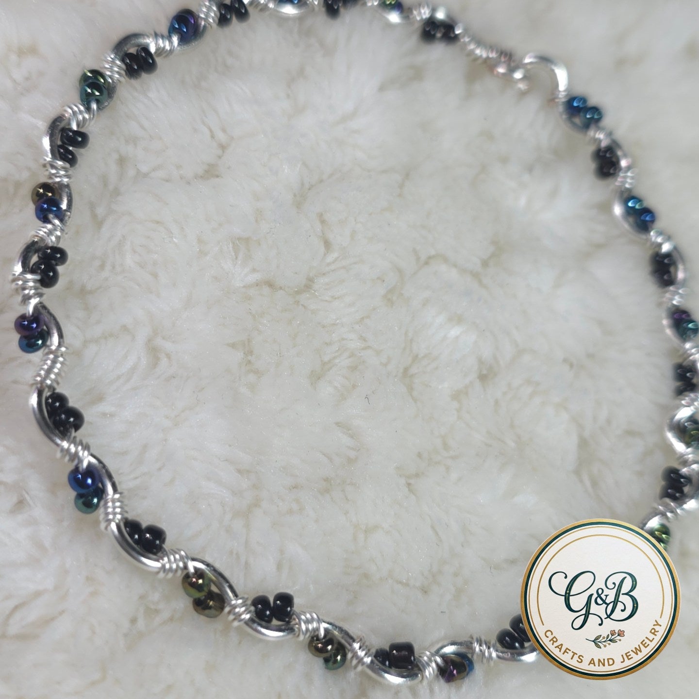 Iridescent Midnight Wire-Wrapped Bangle