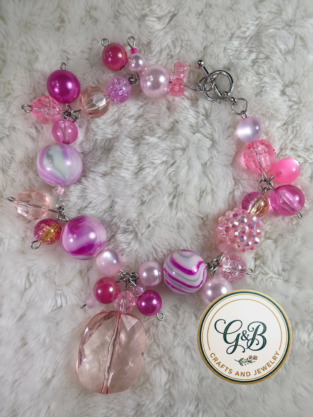 Chunky Pink Clustered Bracelet