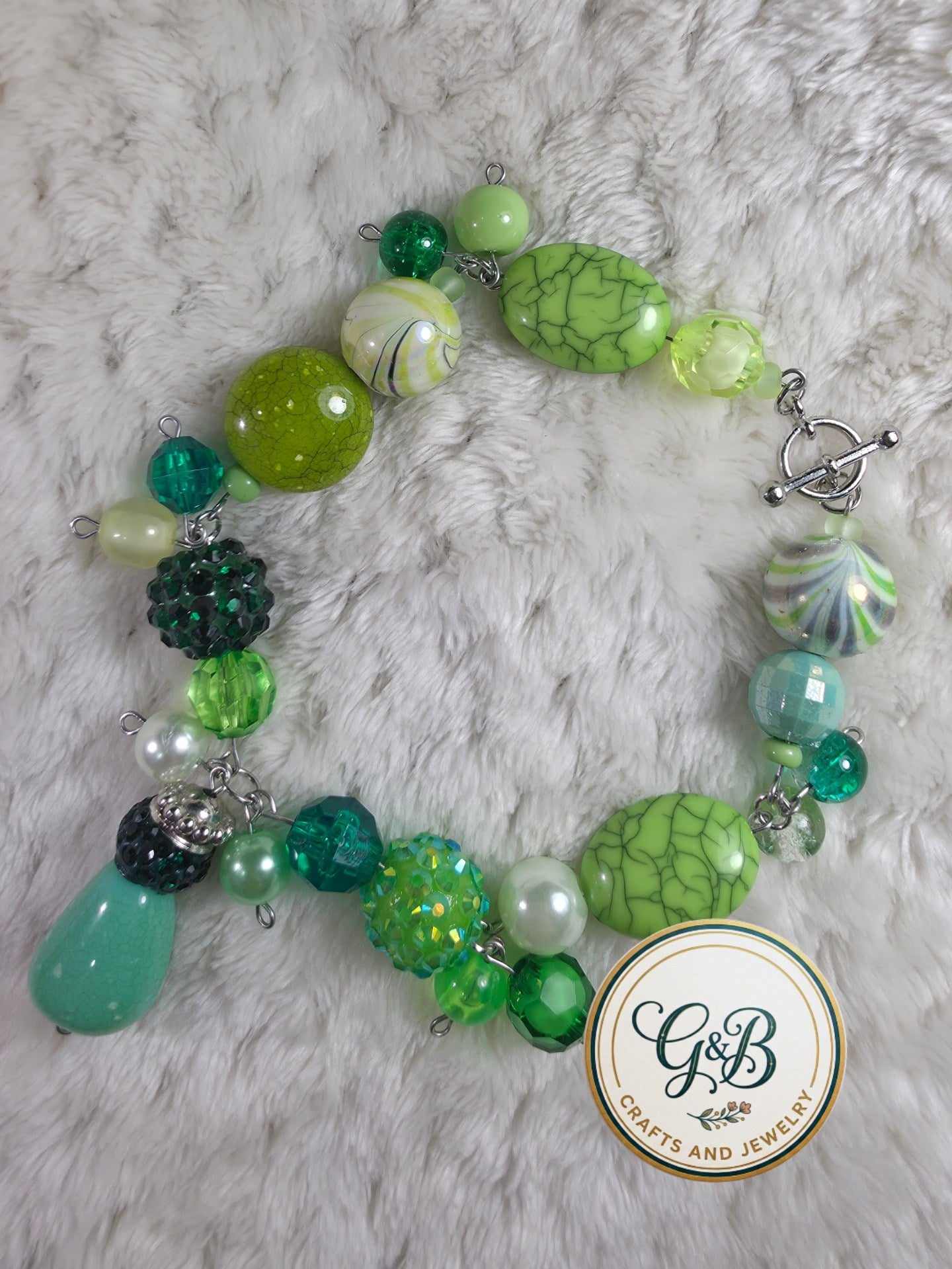 Chunky Green Clustered Bracelet