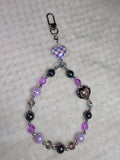 Midnight Lilac Edgy Checkerboard Phone Strap Wristlet