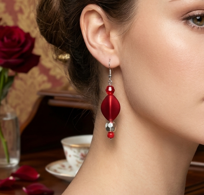 Red Velvet Silver Earrings