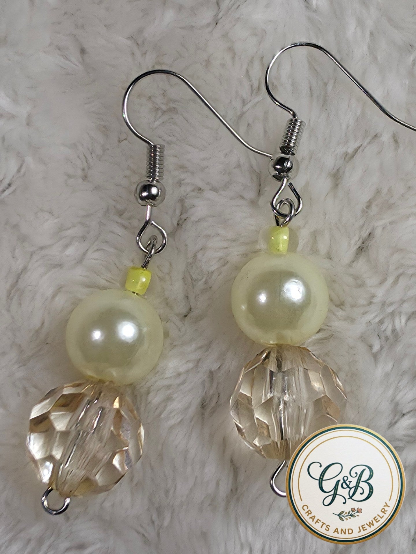 Yellow Beads & Pearl in Silver