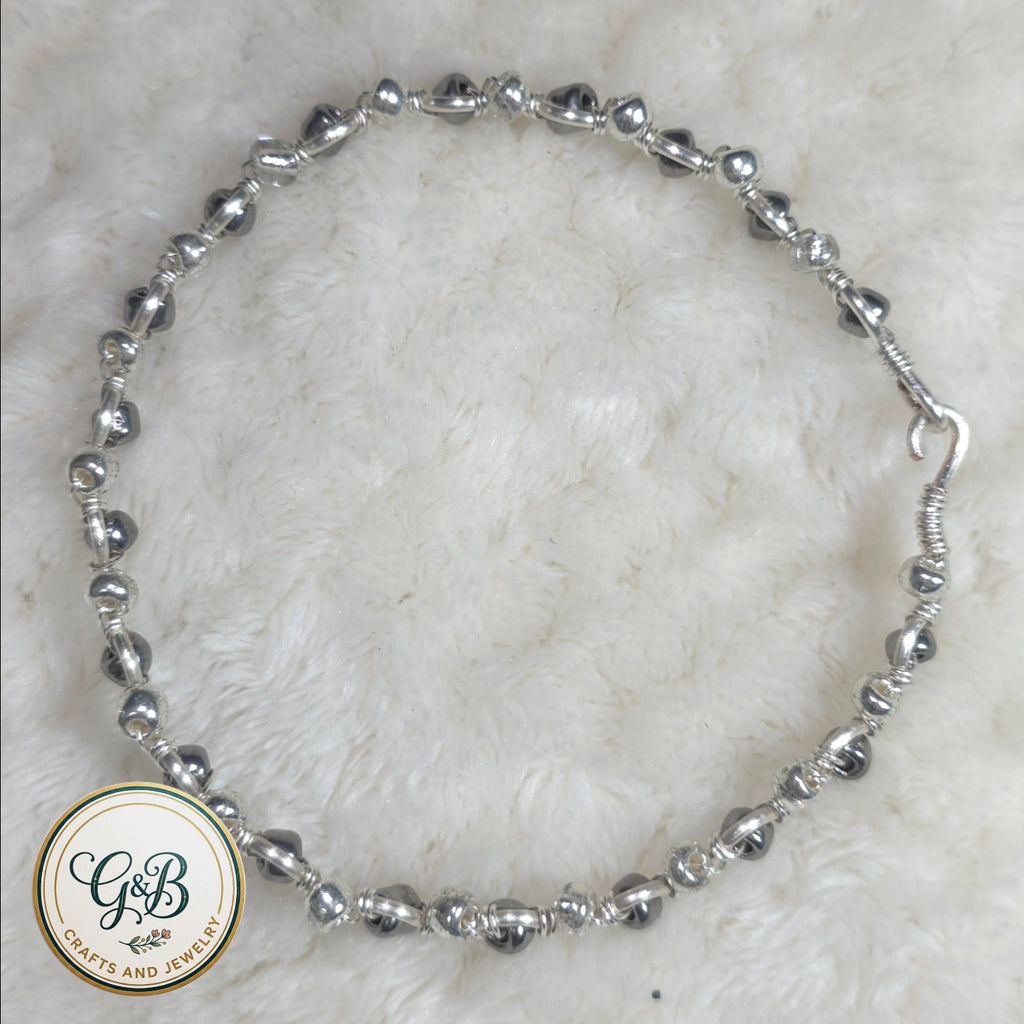 Gunmetal & Silver Squiggly Wire Bangle