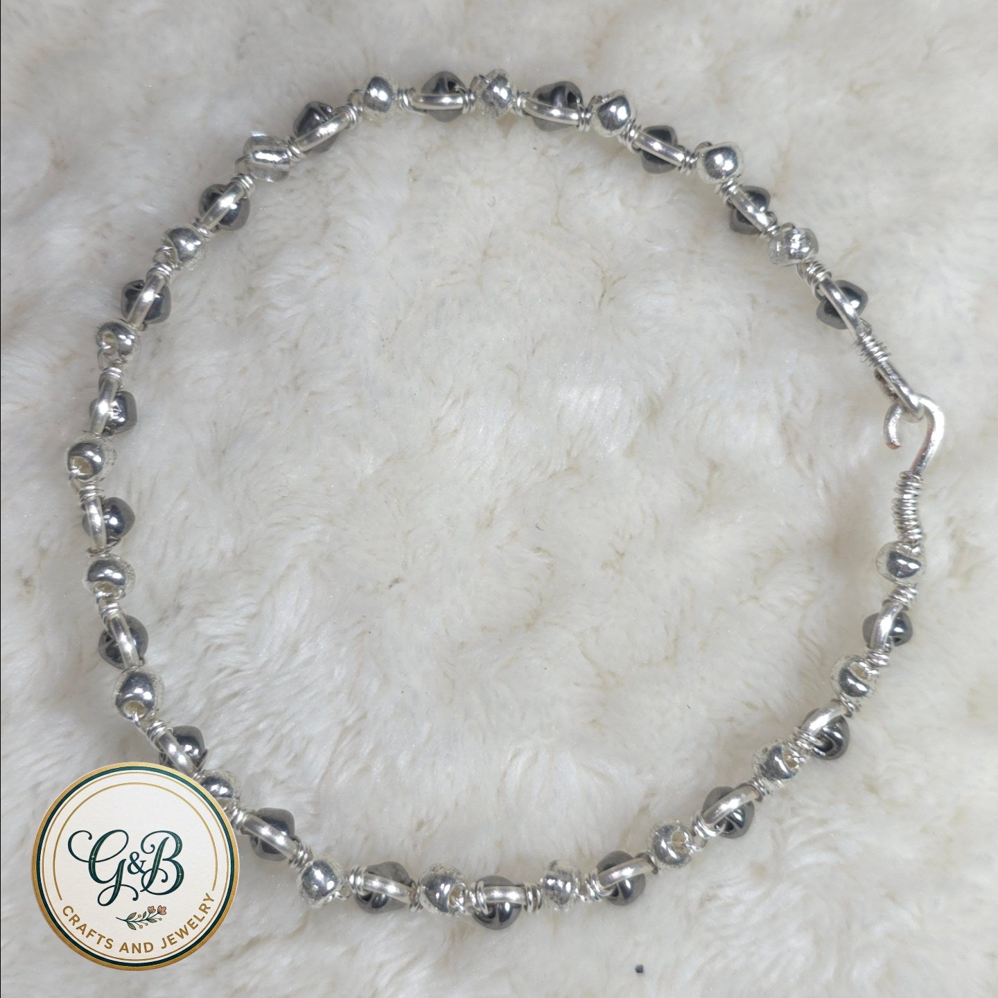 Gunmetal & Silver Squiggly Wire Bangle
