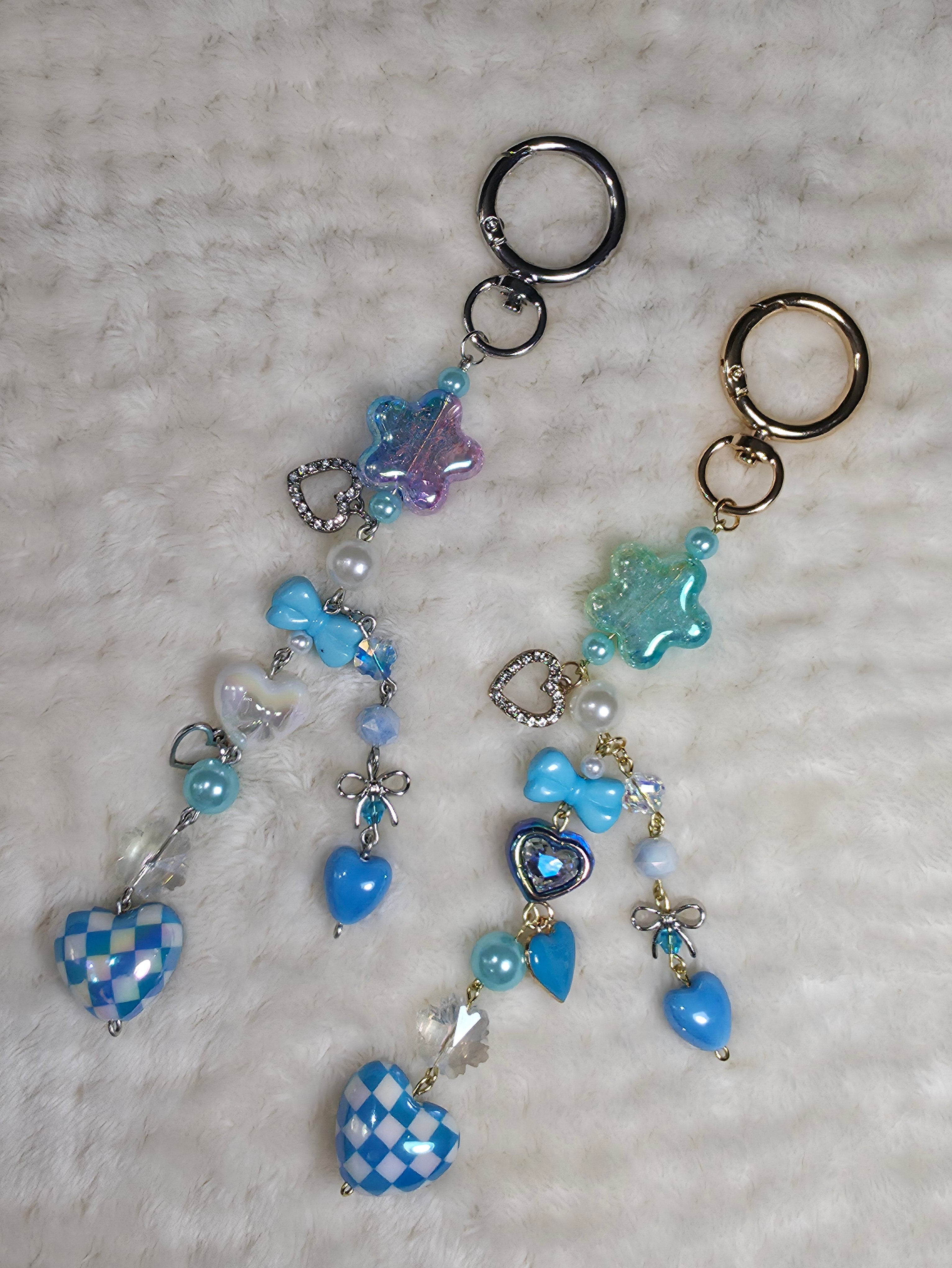 Dreamy Blue Y2K Star & Heart Bag Charms