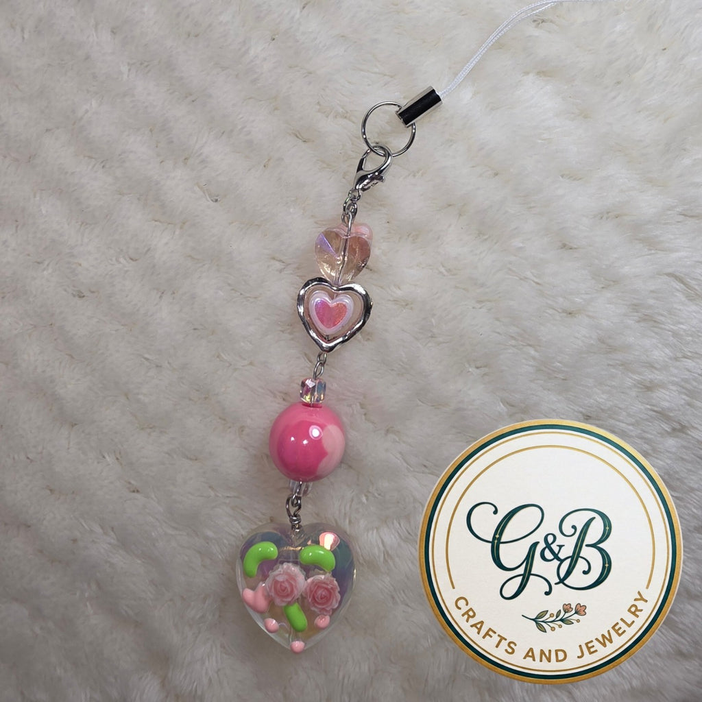 Enchanted Rose Heart Phone Charms
