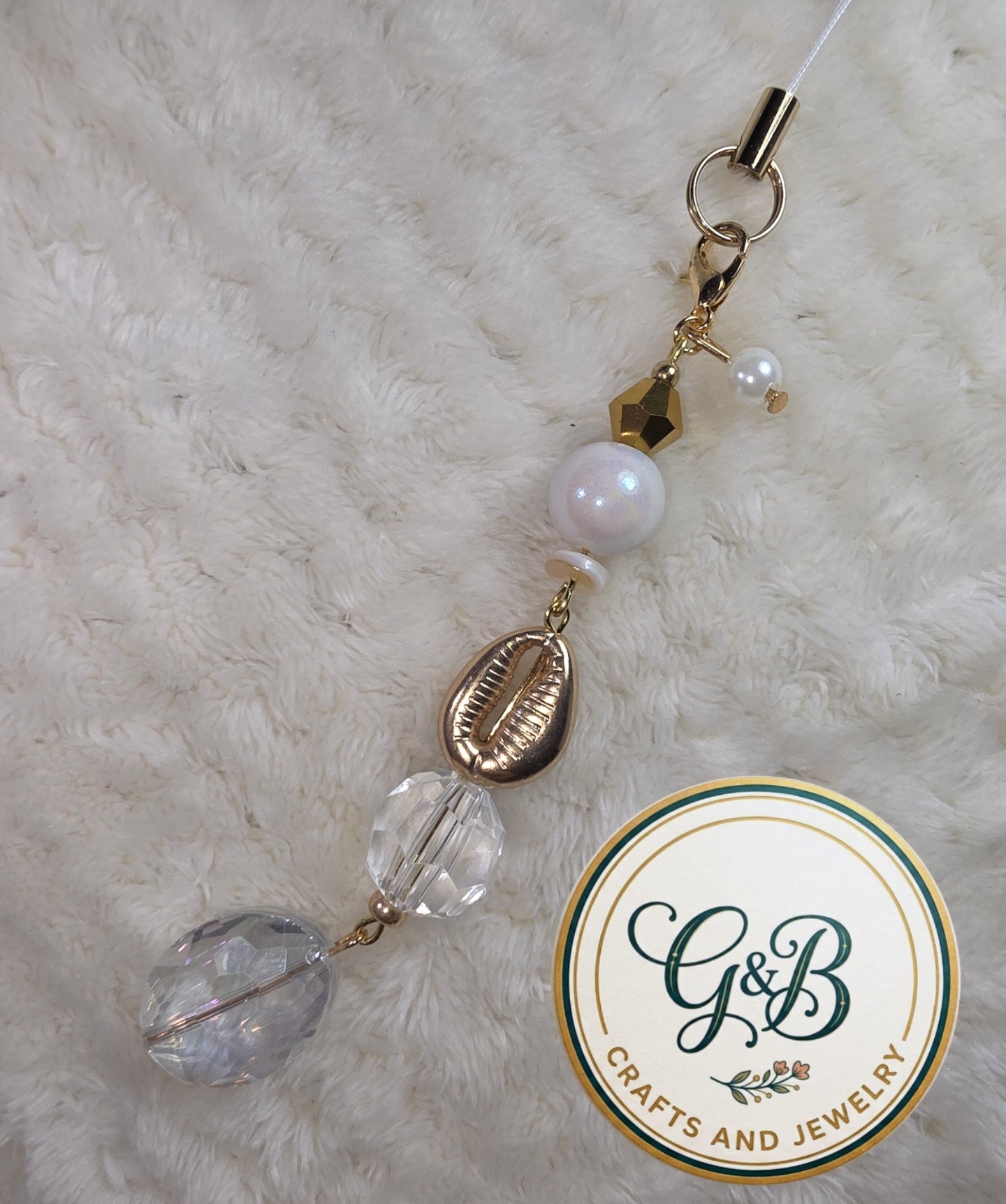 Golden Coastal Shell Phone Charm