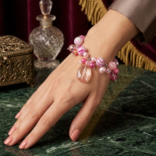Chunky Pink Clustered Bracelet