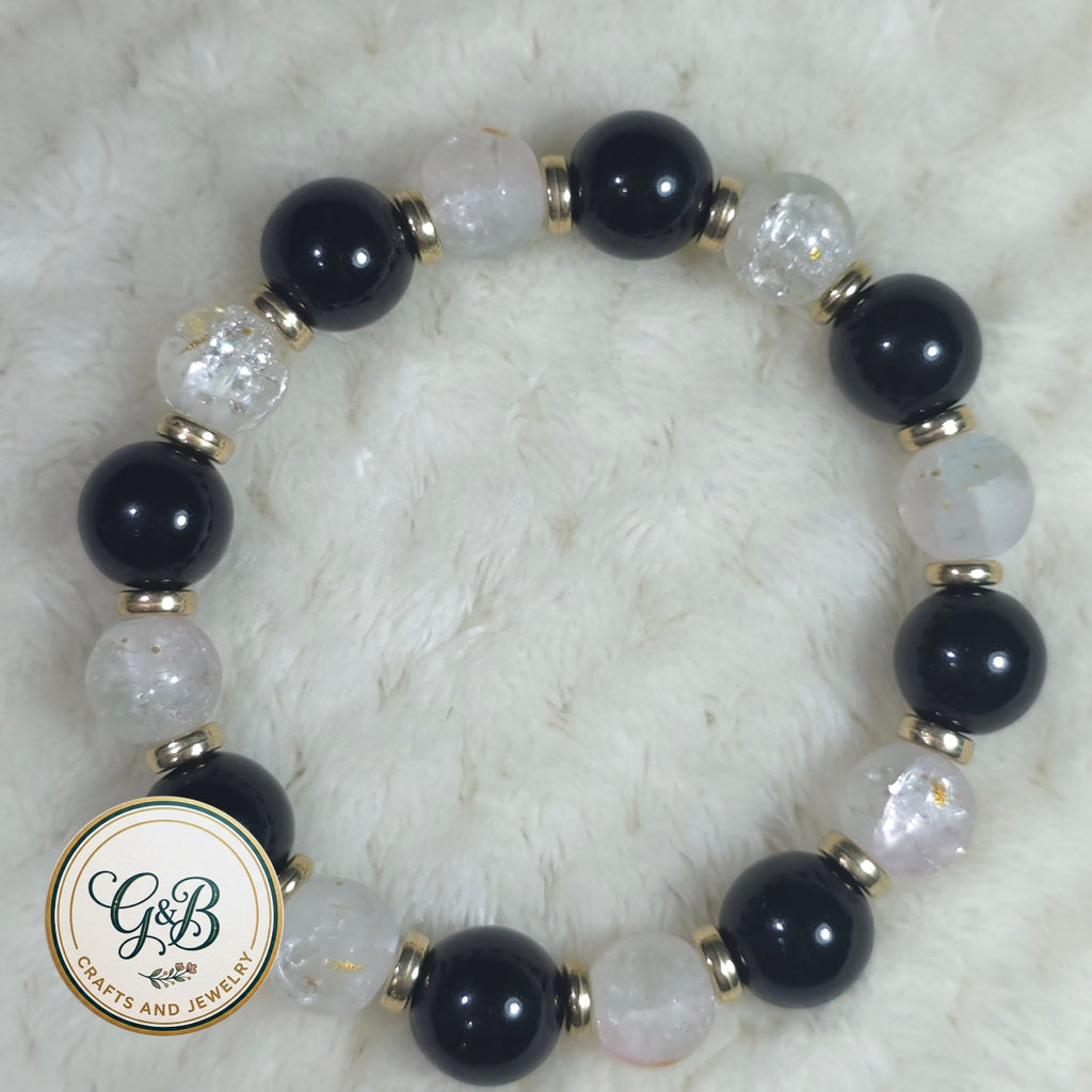 Midnight & Crystal Elegance Stretch Bracelet