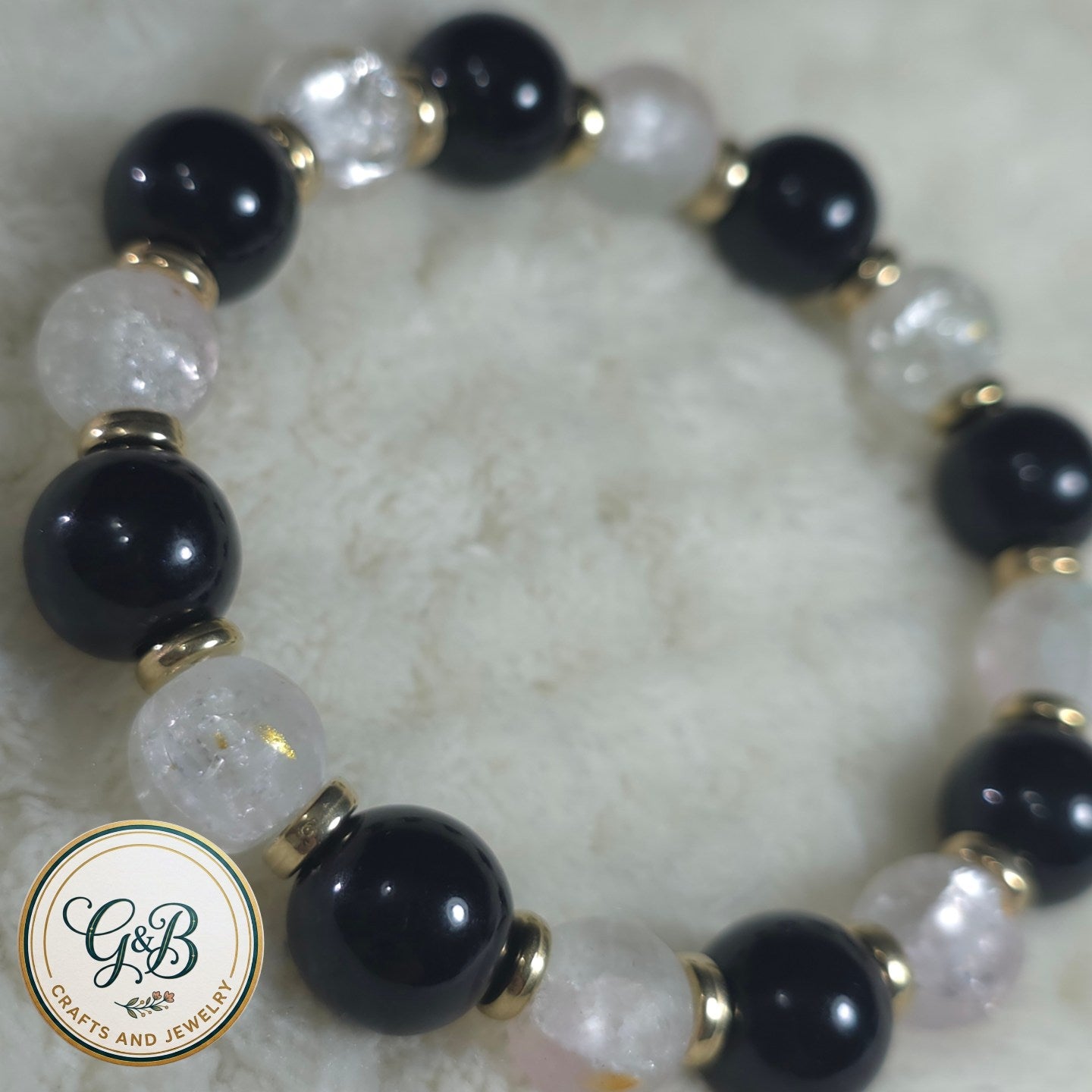 Midnight & Crystal Elegance Stretch Bracelet