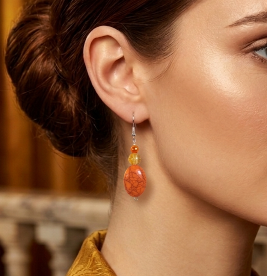 Orange Dangling Earrings