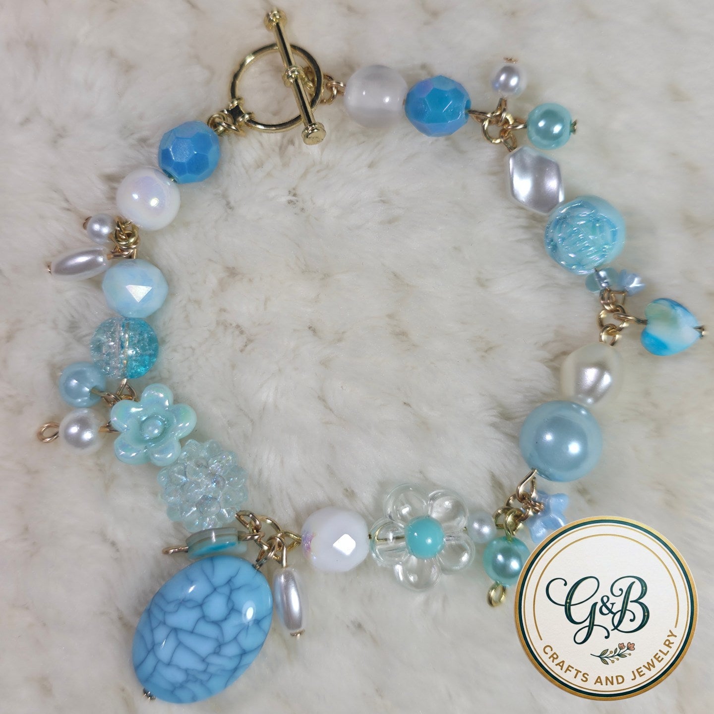 Serene Blue Clustered Charm Bracelet