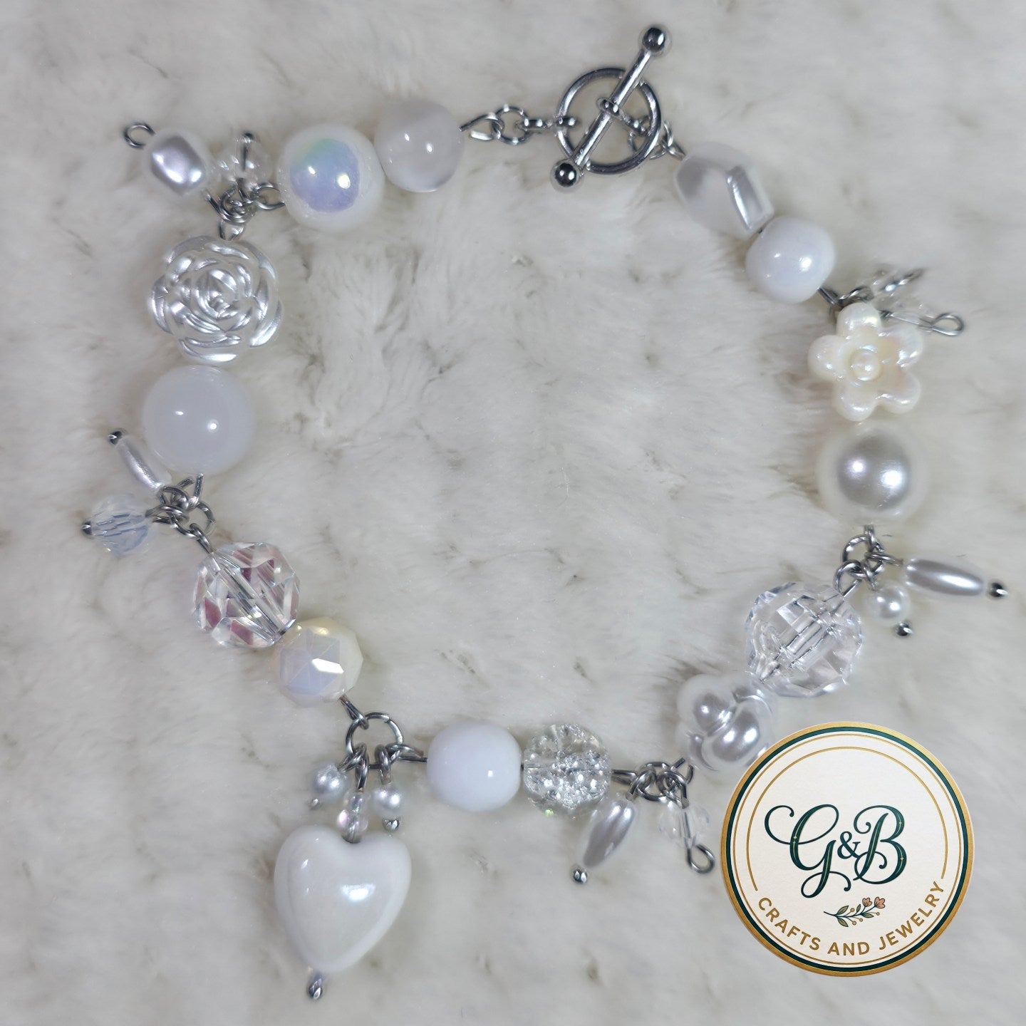 Winter White Clustered Charm Bracelet