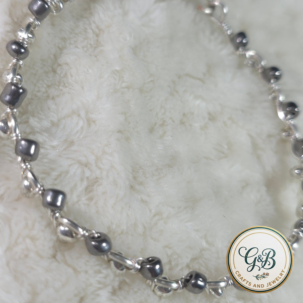 Gunmetal & Silver Squiggly Wire Bangle