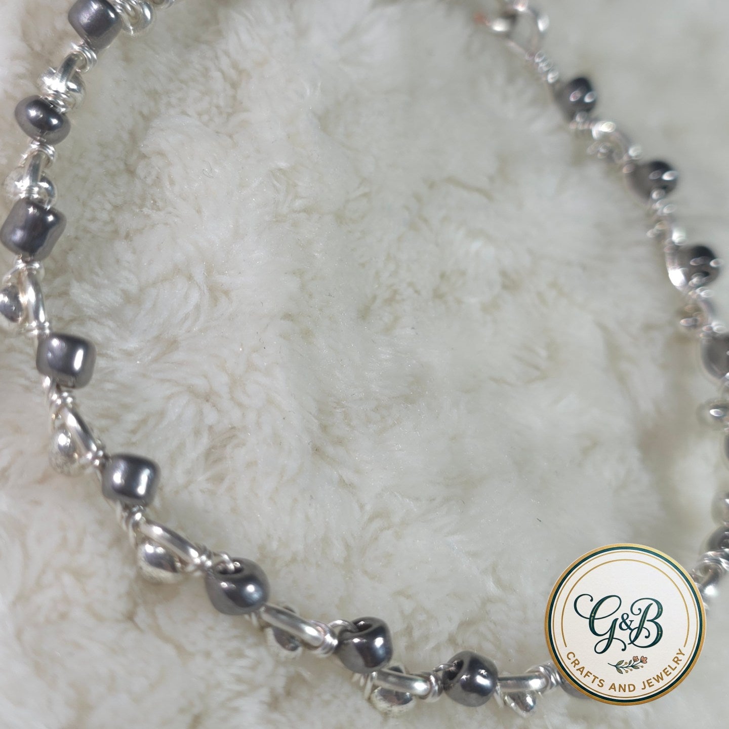 Gunmetal & Silver Squiggly Wire Bangle