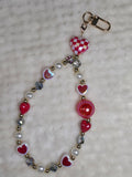 Red Heart Checkerboard Phone Strap Wristlet