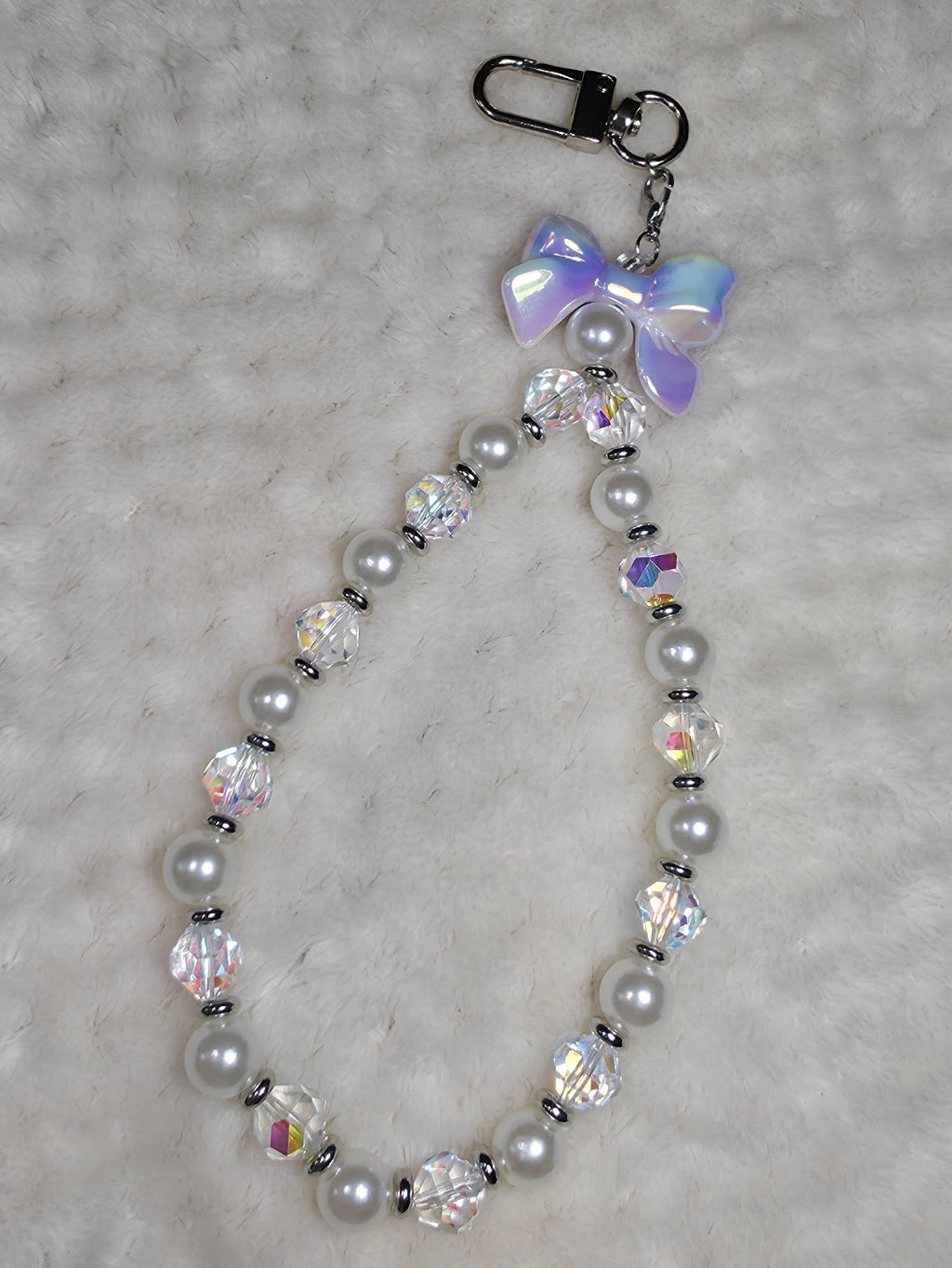 Pearl & Crystal Bow Phone Strap Wristlet