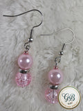 Cracked Bead & Pearl Silver Earrings